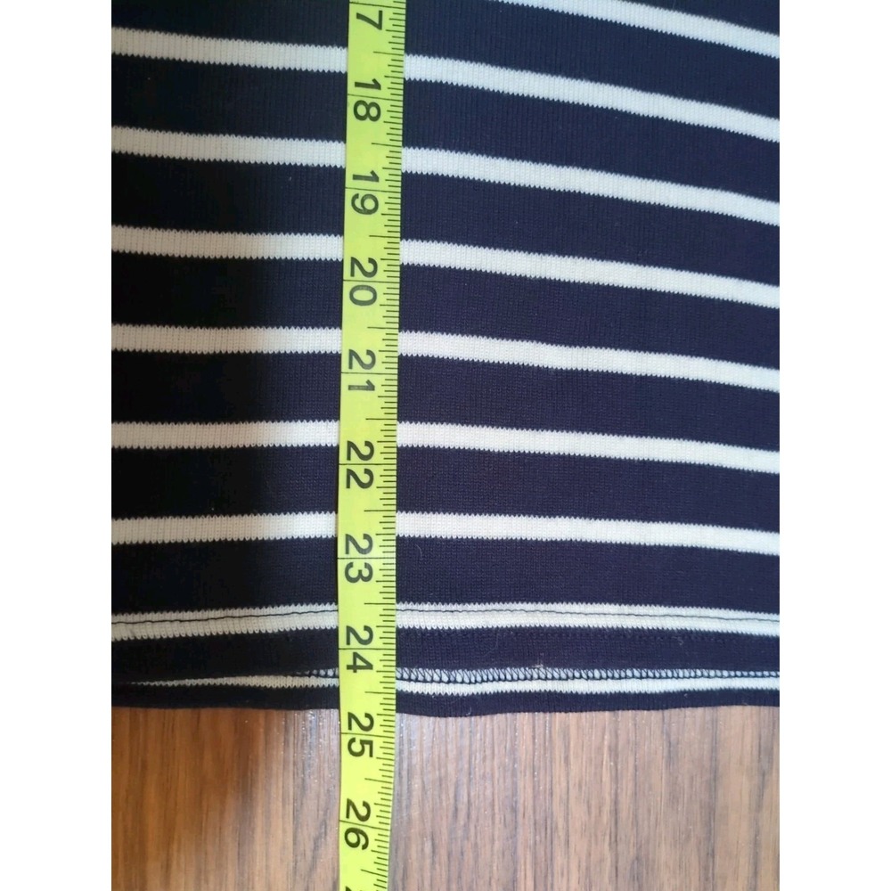 LL Bean AZ M Preppy 100% Cotton Knit Quarter Zip Pullover 🔵 Striped 🤍 Nautical - Picture 8 of 9